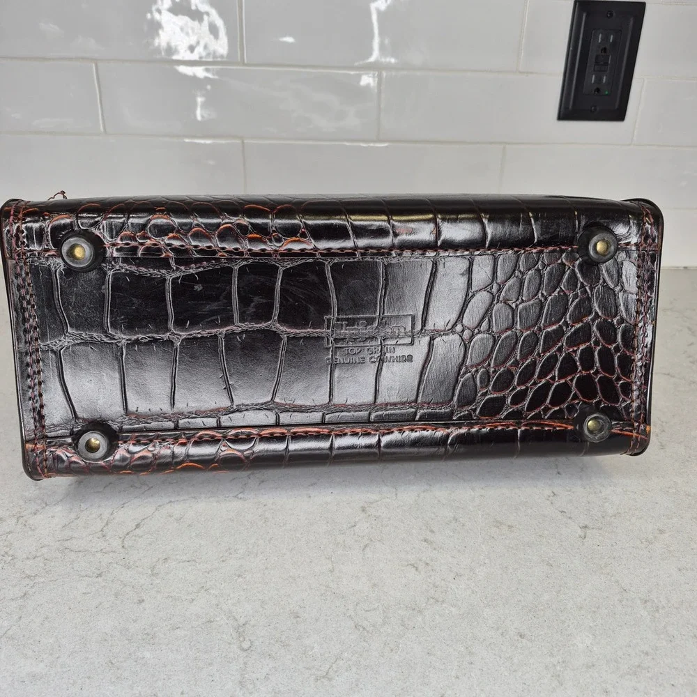 Upjohn Doctor Bag Vintage Faux Croc Embossed Leather Brown Unisex